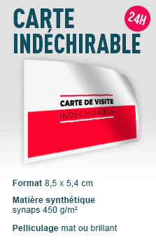 Carte synthétique indéchirable