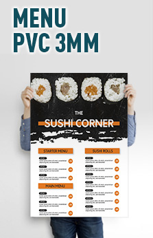 menu en pvc 3mm