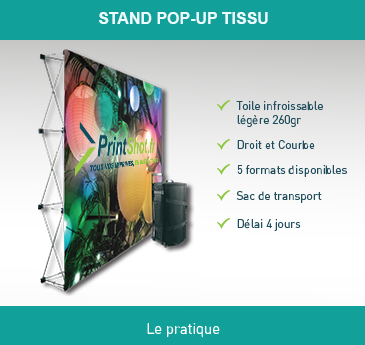 stand pop up tissu